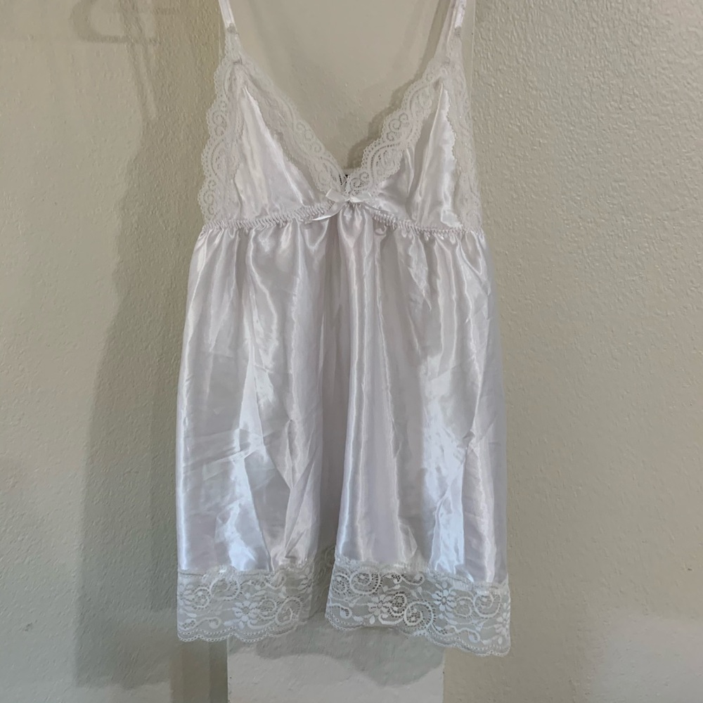 NWOT white satin teddy